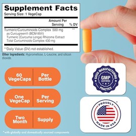 Health Tru Nutrition |Curcumin, 500 Mg, 60 Caps | Curcumina, 500 Mg, 60 Cápsulas