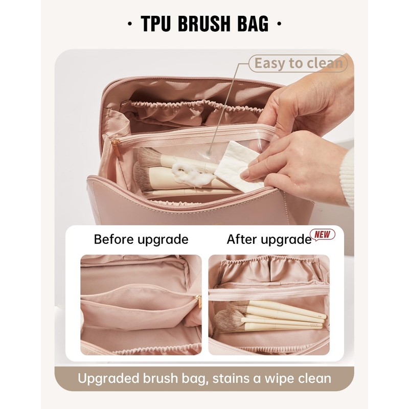 EACHY Travel Makeup Bag, Large Capacity Cosmetic Bags for Women,
