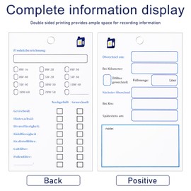 Pack of 100 Oil Change Tags, Oil Signs with Wire Oil Change Notes, Oil Service Pendants, Oil Change Signs Inspection Label, Oil Change Cards, Oil Notes Inspection Tag, Car 6 x 10 cm