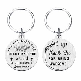 Laluminter Social Worker Gifts - Social Workers Appreciaton Keychain - Thank You for Being Awesome Gift for Social Worker