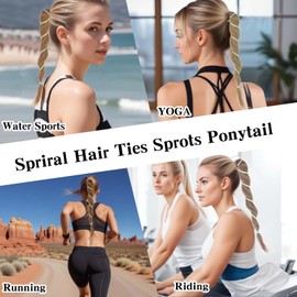 Nogeqi Elastic Long Hair Ties No Damage, 18.5inch Sport Ponytail Holders for Thick Long Curly Hair, Braided Hair Bands for Women's Ponytail Wrap for Wind Water(Green)