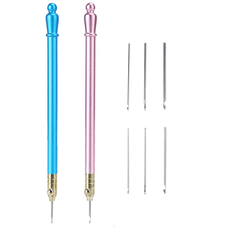 2Pcs Crochet Hooks with 6 Needles, Tambour Embroidery Beading Sequins