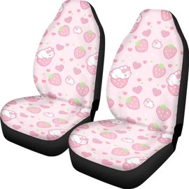 Universal Car Seat Covers Pink Strawberry Heart Print Comfortable Elastic Automotive Seat Covers Fit Most Cars Truck SUV