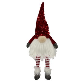 Admired By Nature, Nordic Nisse Gnome, ABN5D011R-RD 17 inch, Christmas Sitting Gnome Plush Tomte Gnome Swedish, Scandinavian Style Decor LED Light Home Décor, Red, Small