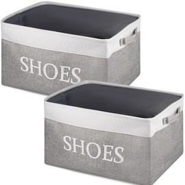 CIEOVO 2 Pack Storage Basket for Shoe Organizer Flodable Space-Saving Storage Bin Decorative Basket Shoe Storage Bin Organizer for Hallway Entryway Home Decor Living Room