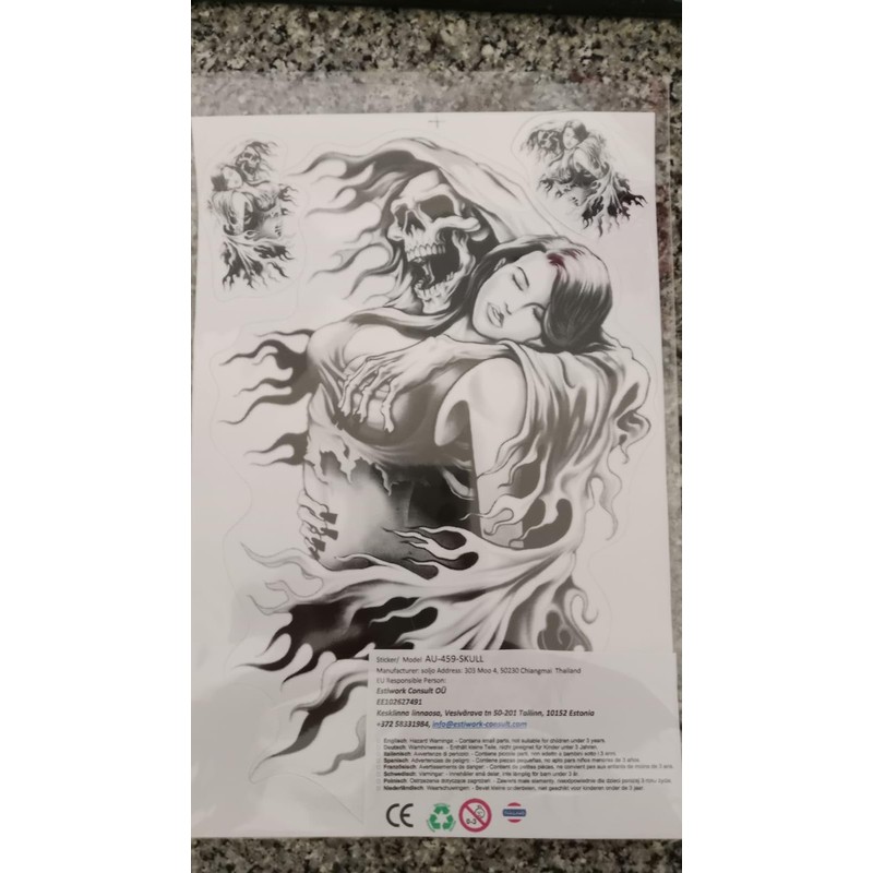 DD Skull Sticker Film 1 Sheet 27 cm x 18
