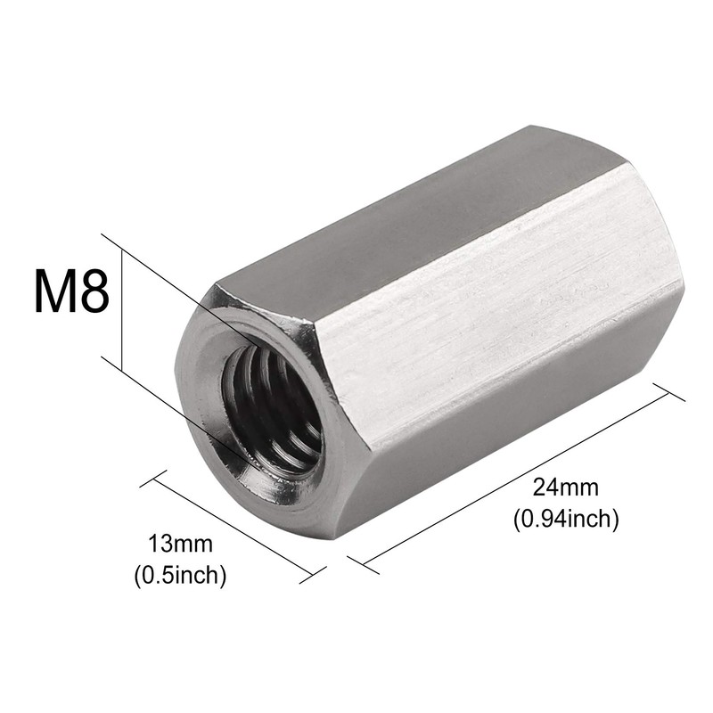 TOPPROS Pack of 6 M8 X 1.25-Pitch 24mm Length Metric