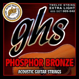 GHS 605 Phosphor Bronze 12-String Acoustic Guitar Strings - Extra Light 9-42