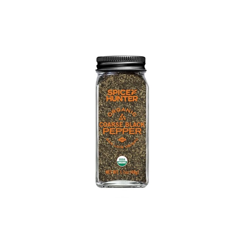 Spice Hunter Pepper, Black, Coarse, Ground, Organic, 1.7-Ounce Jar