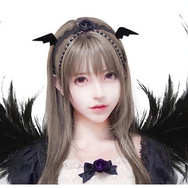 Black Omen br520-bk Devil Feather Feather Cosplay Accessory Costume for Men Women Children to Adults Hairpin Hair Clip (Black)1 Pair (2 Pieces)