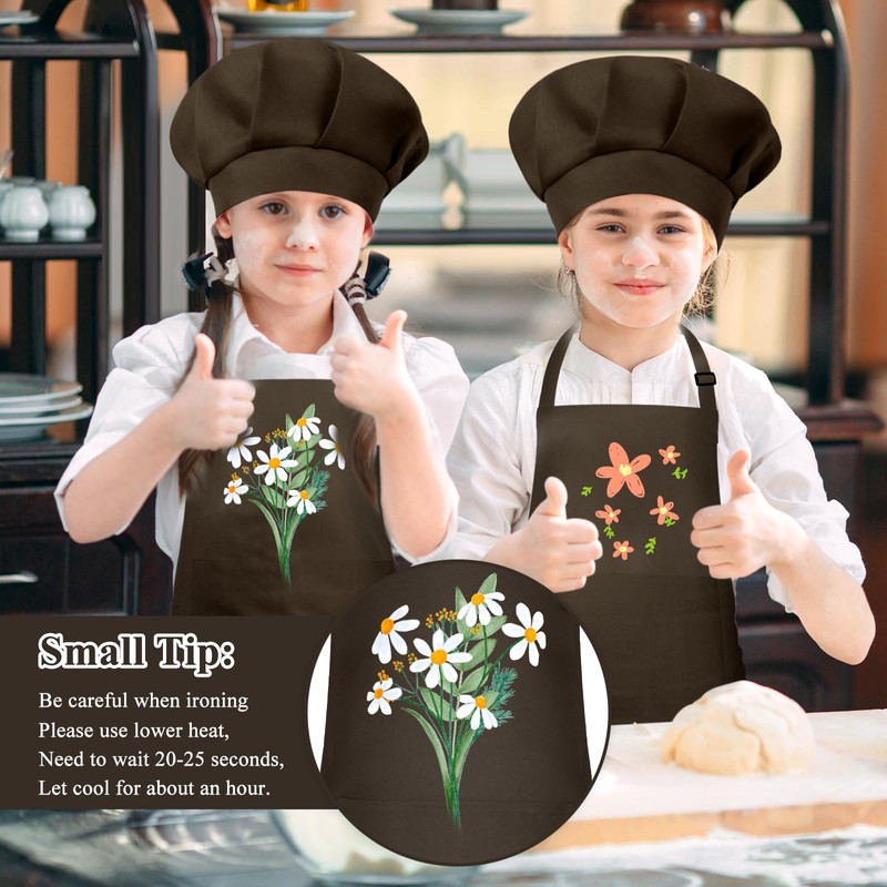BOUBONI Kids Apron and Chef Hat Set Adjustable Cooking Art