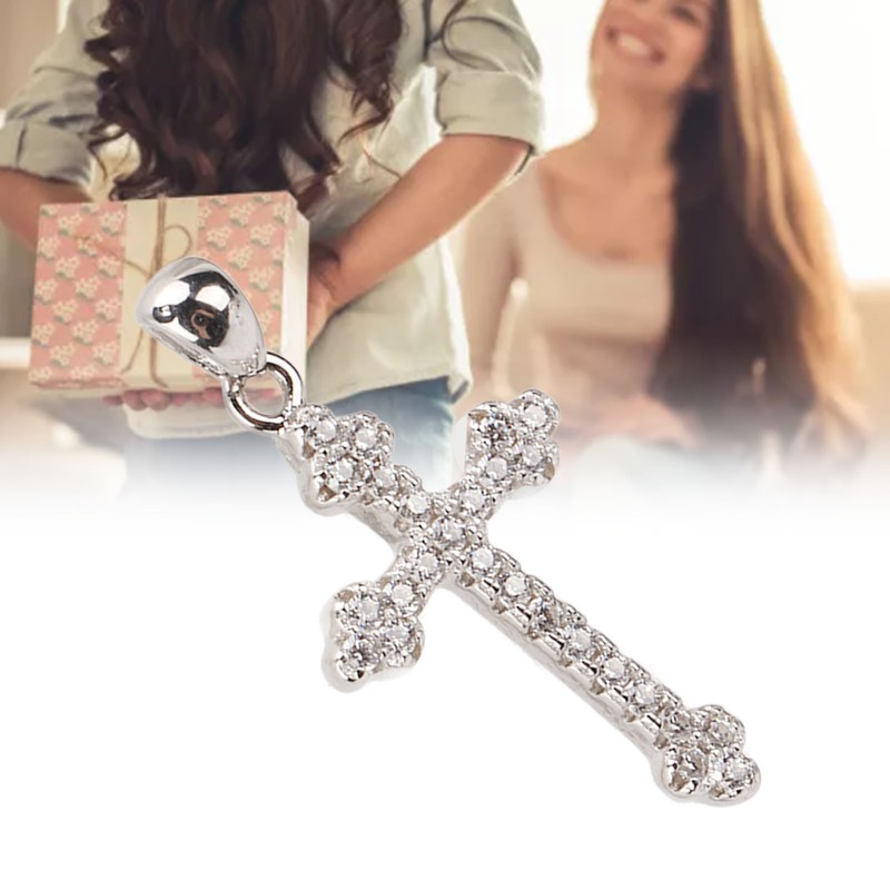 Crucifix Pendant S925 Silver Glitter Cubic Zirconia Jesus Cross Pendant