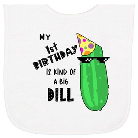 inktastic My 1st Birthday Is Kind Of a Big Dill Pickle in Sunglasses Baby Terry Cloth Bib White 3abc9