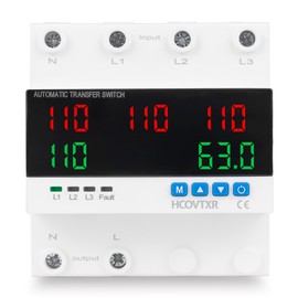 HCOVTXR Automatic Transfer Switch 63A 110V,Automatic/Manual Transfer Switch with 5 Digits LED Display,Three Power Selector for Home Generator Grid Inverter Outdoor
