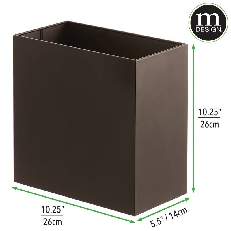 mDesign Small Steel Rectangular 2.4 Gallon/9.1 Liter Trash Can, Waste