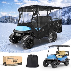 10L0L Universal Golf Cart Cover 4 Passenger Compatible with Yamaha, EZGO TXT/RXV, Club Car DS/Precedent Models- 94’’ Roof Fit, Golf Cart Cover Waterproof 600D Material Windproof Transparent on 4 Sides
