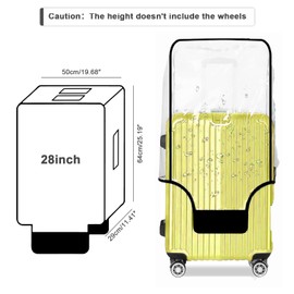 GigabitBest 28 Inch Clear PVC Luggage Cover, 0.2mm Thick Lightweight Waterproof, Dustproof, Anti-Scratch Suitcase Cover, Luggage Covers for Suitcase TSA Approved, Fits 28"-29" Wheeled Luggage