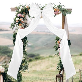 FdcZeyxior Large White Wedding Bow Decor with Long Tails Big Ribbon Bows Backdrop Ornament Decorative Giant Satin Bows for Outdoor Lawn Wedding Engagement Birthday Party Women Girls Room Wall Decor