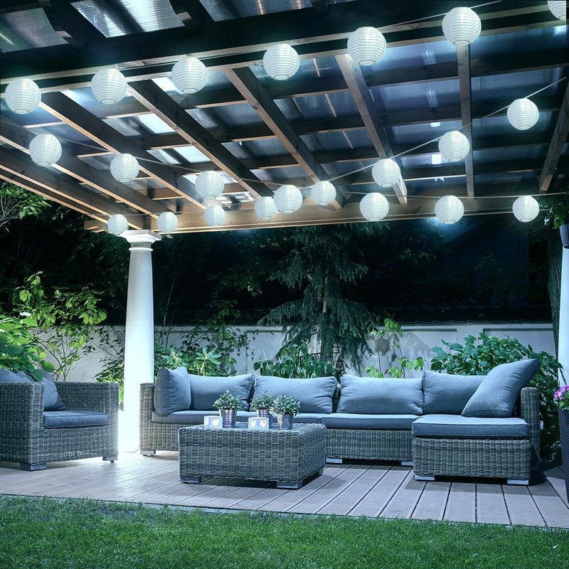 StarryEver Lantern String Lights Outdoor Plug in, 40Ft Connectable Warm
