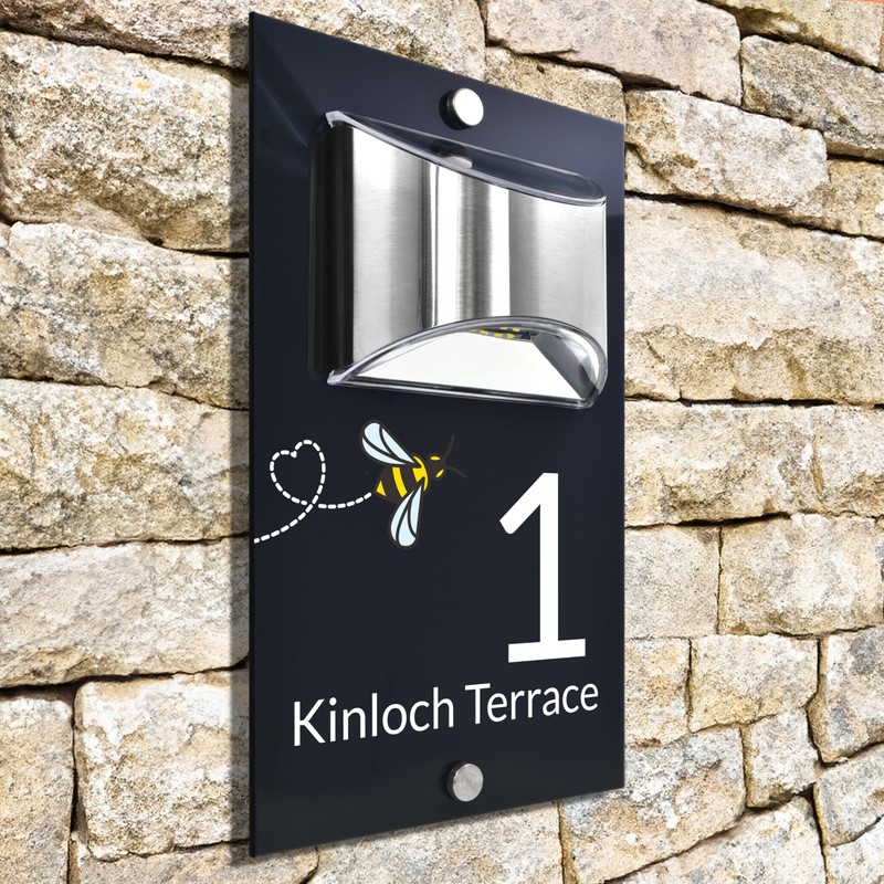Custom Signs Solar Illuminated Modern Anthracite House Number Sign 24cm