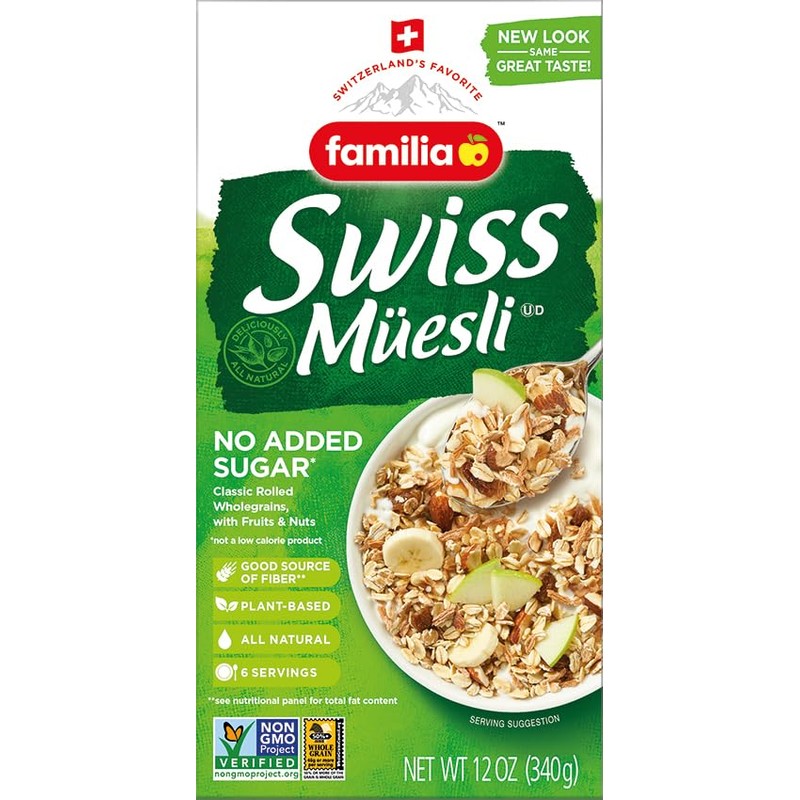 Familia Swiss Muesli Cereal, 0g Added Sugar, Energy-Packed Cereal with