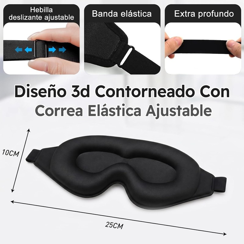 Kit de Sueño Profundo, Antifaz para Dormir 3D 100% Oscuridad