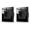 JIMEIDA 2 Pack Socket Glass Black Flush-Mounted Schuko Sockets Protective