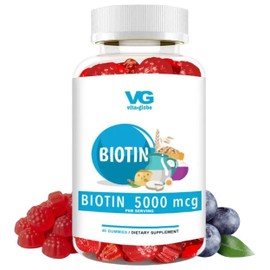 VITA GLOBE Biotin Gummies 5,000 mcg – Extra Strength Hair, Skin & Nails Support – Mixed Berry Flavor, Vegan, Non-GMO Gummy Vitamins for Women & Men – 40 Count (Pack of 1)