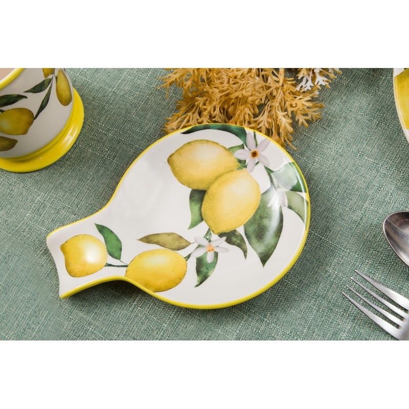 Bico Lemon Dreams Ceramic Spoon Rest, House Warming Gift, Dishwasher