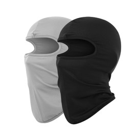 JiaYouLC 2 Pack Kids Lightweight Balaclava Childs Thin Helmet Liner Ski Face Mask for Skiing Cycling Fishing (UK, Alpha, One Size, Black + Gray)