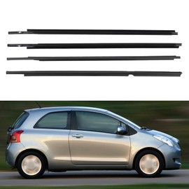 JDMON 4PC Door Window Moulding Weatherstrip Compatible with Toyota Yaris 2005-2011, Vitz 2005-2010, Outer Weather Stripping Trim Seal Replacement for 68160-52110, 68210-52110, 68180-52100, 68230-52100