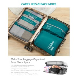 Travelkin 5 Set Packing Cubes Compression, Travel Packing Organizers Bags for Suitcase (Blue)