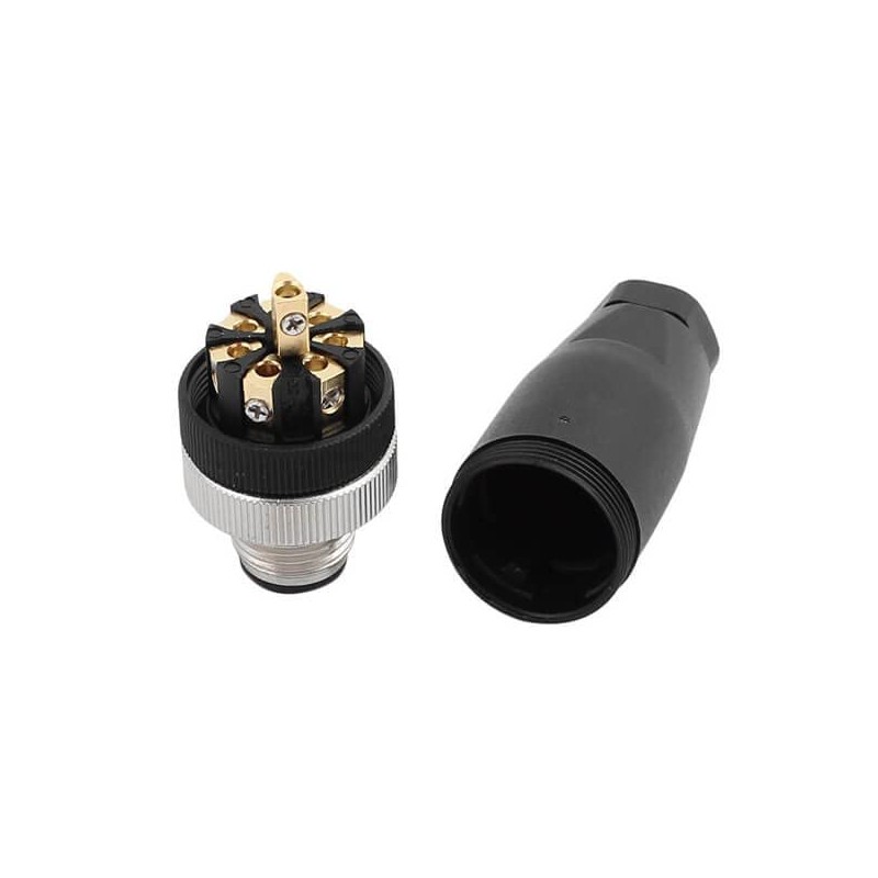 Elecbee 2PCS M12 8-Pin Connector Plug, 12 mm Sensor Cable