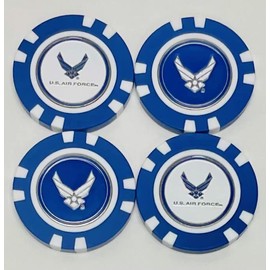 Team Golf US Air Force Poker Chips with Removable Magnetic Double-Sided Ball Markers (4PK)