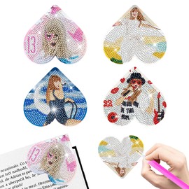 Diamond Art Bookmarks, 4 Pcs DIY Kits for Book Lovers, Cute Diamond Painting Bookmarks Corner, Gifts for Women, Fans Merch, Adults (Music Style)