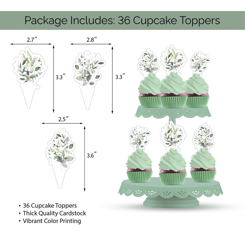 80 Pcs Greenery Gold Bridal Shower Decorations - Sage Green