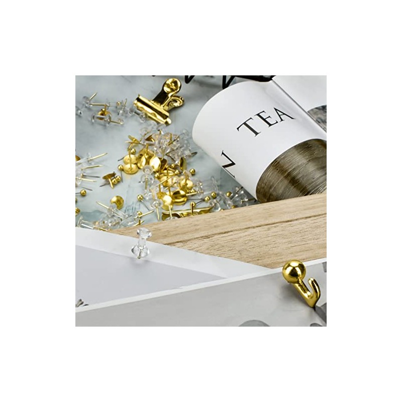 AccEncyc Gold Push Pin Kit 310 Pcs Decorative Thumb Tacks