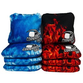 Cornhole365 Themed Cornhole Bags - All-Weather, Heavy-Duty Fabric, Resin Filling, Double-Stitched Duck Cloth - Professional Corn Hole Bean Bags for Indoor & Outdoor Use - Fire & Ice - Set of 8