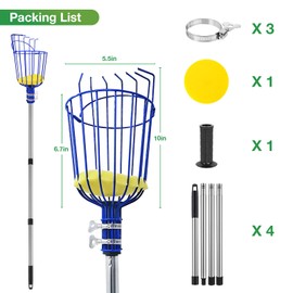 RAIN SPIRIT Fruit Picker Pole with Basket Telescoping tool extension fruit picking rod, Mango Picker, orange picking equipment, fruit picking basket with Adjustable stainless steel rod (6 ft)