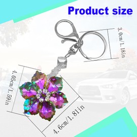 Crystal Glass Flower Bling Keyring, Multi-Color Art Crystals Gemstone Aesthetic, Car Keychains for Men and Women, Auto Accessories, Family Gifts