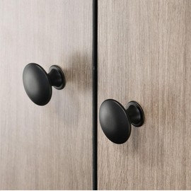 Yeenano Cabinet Round Knob,12 Pieces Stainless Steel Cabinet Knob with Screws,for Single Hole Handle Black Cabinet Shoe Wardrobe Drawer Mushroom Door Dresser Buttons Handle Simple Drawer Round Handle
