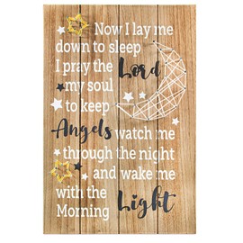 Vilight Nursery Sign Baby Room Decor - Now I Lay Me Down to Sleep Baptism Gifts for Boys and Girls - Kids Bedroom Wall 3D Moon and Star String Art Decorations - 11x16 Inches