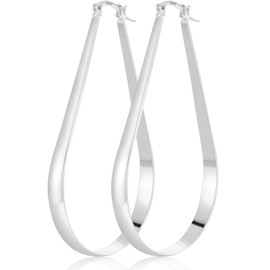 PABBEU S925 Sterling Silver Hoop Earrings Lightweight Oval Silver Hoop Earrings for Women Hypoallergenic Large SterlingSilver Hoops Earring (Inner Diameter：27/34/36/45mm)