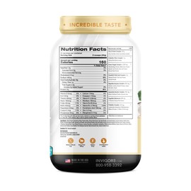 INVIGOR8 Superfood Grass Fed Whey Protein Isolate Shake Himalayan Salted Caramel Gluten-Free and Non GMO Meal Replacement with Probiotics and Omega 3 (645g)