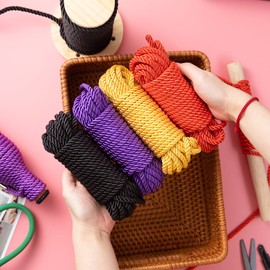 BAVIHOR Silk Rope, 32 Feet 8 mm Soft Rope Durable Multipurpose Long Satin Braided Twisted Rope (4 Colour)