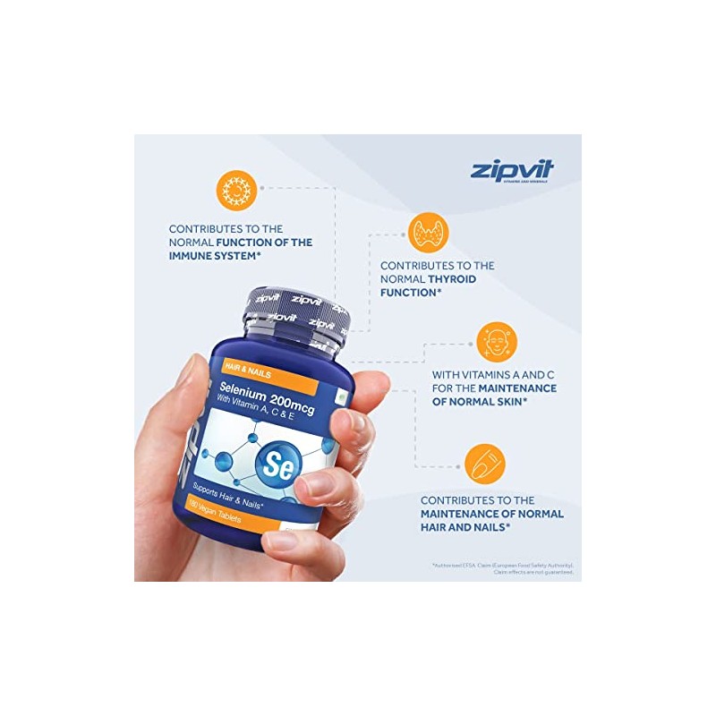 Selenium 200mcg with Vitamins A-C-E. 180 Vegan Tablets for Thyroid