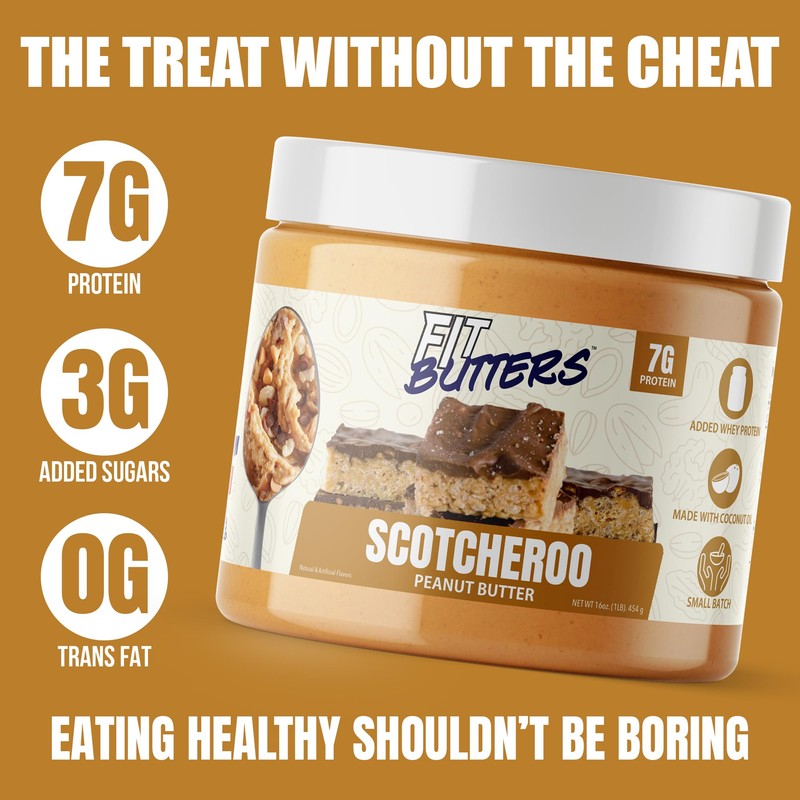 Fit Butters Scotcheroo Peanut Butter Spread - Added Protein and