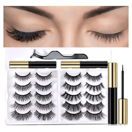 10 Pares Pestañas Magnéticas Con Delineador De Ojos Y Pinza