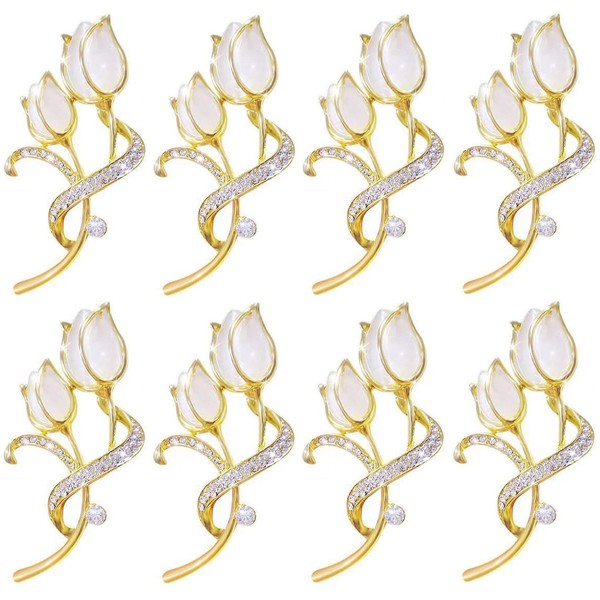 8Packs Women Bling Flower Pins，Luxury Spark Pins Brooches for Besties