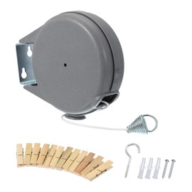 uxcell 2 Pcs 39ft Retractable Clothesline Outdoor Indoor, Heavy Duty PVC Clothes Line Retracting Laundry Line with 12 Pcs Clothespins for Wet Dry Clothing, Gray